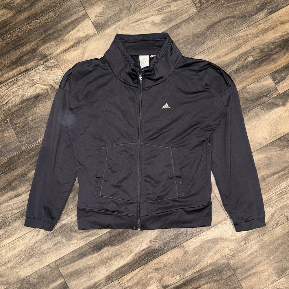 Vintage adidas Climalite Full Zip Track Jacket Mens Medium Grey Silver Stripes